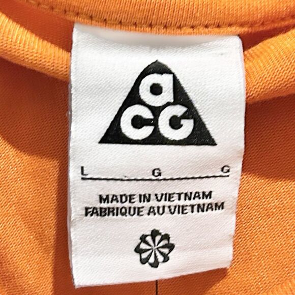 Nike ACG Lungs Men’s Size L Orange White Long Sleeve Crew Neck Tee T-Shirt - Picture 7 of 8